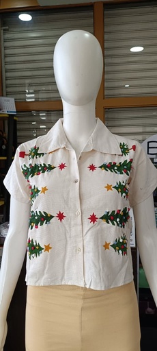  Christmas Tree White Shirt Crop Top
