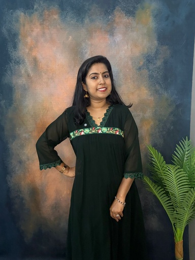 Christmas V Neck Lace and Thread Work Aline Kurti 