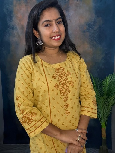 Anvita Sandal Yellow Color and Maroon Paint Work Slit Kurti With Semi Palazzo Pant