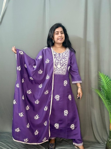 LP0029 Purple Chikankari 3PC Set