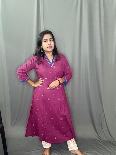 L0206 Anvita V Neck Aline Slit Kurti 