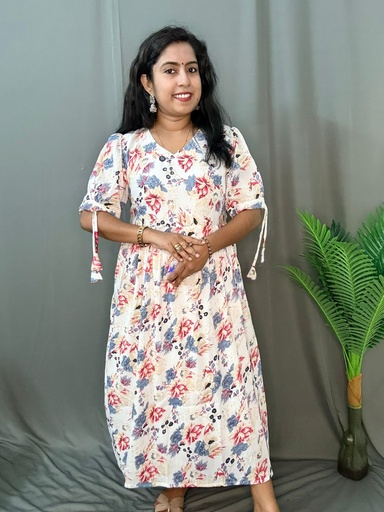 L0090 White Printed Frock