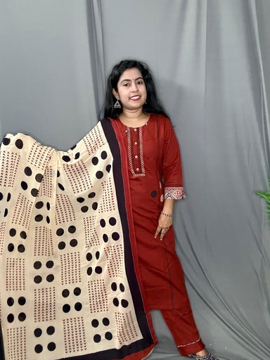 L0132 Anaya Maroon 3PC Set