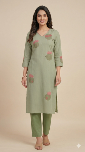 L0153 Anvita Pista Green Slitted 2PC Set