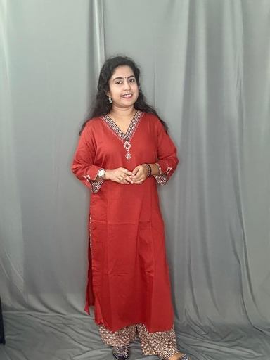 L0166 Anvita Brick Red Slit 2PC Set