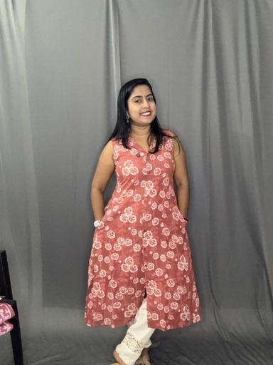 L0178 Anvita Peach Collar Neck Aline Kurti