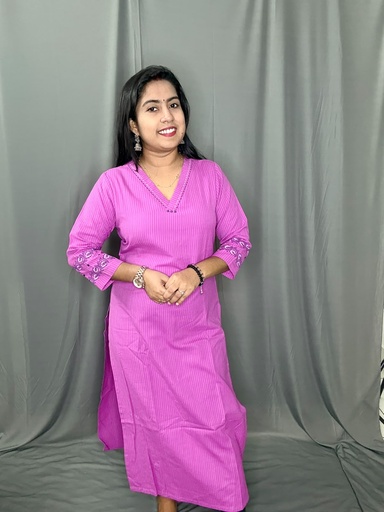 L0217 Anvita V-Neck Cotton Slit Kurti