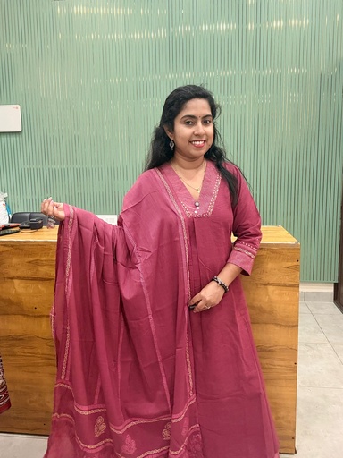 L0150 Anvita Onion Pink  Aline  3PC Set