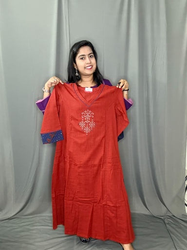 L0219 Anvita Rust Orange Aline Slit Kurti 