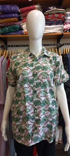 L0201 White Botanical Printed Shirt