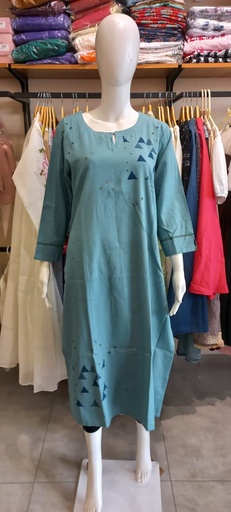 L0190 Anvita Aqua Blue Slit Kurti  