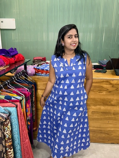 L0232 Cotton Triangle Block Print Frock