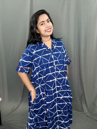 L0211 Anvita Knee Length Shirt Collar Short Kurti 