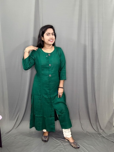L0215 Premium Jute Princesscut Aline Slit kurti 