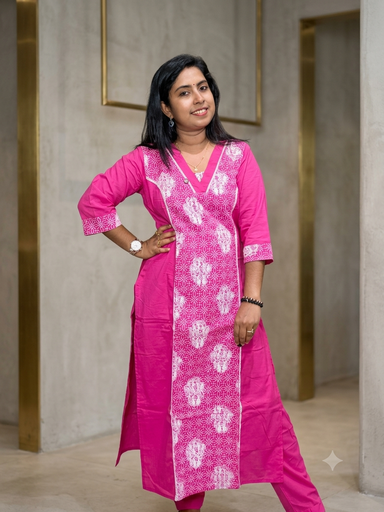 MFBL004 Magenta Soft Cotton 3 Panel Slit Coord Set